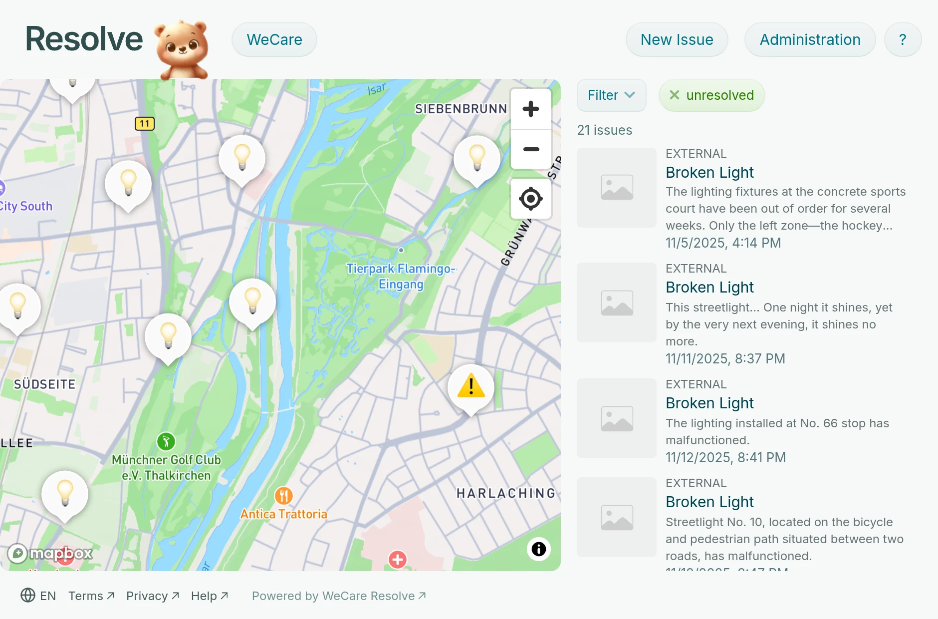 Product with open map view
